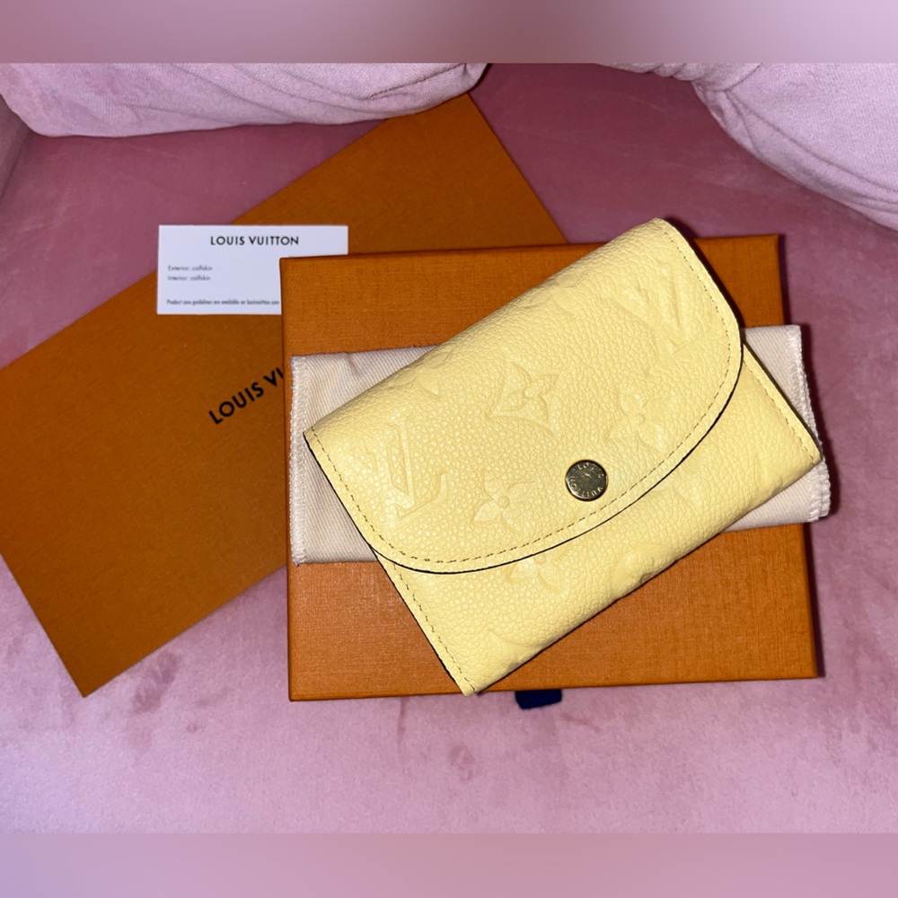 Authentic Louis Vuitton Rosalie Wallet Card holder empriente Light Yellow NWT